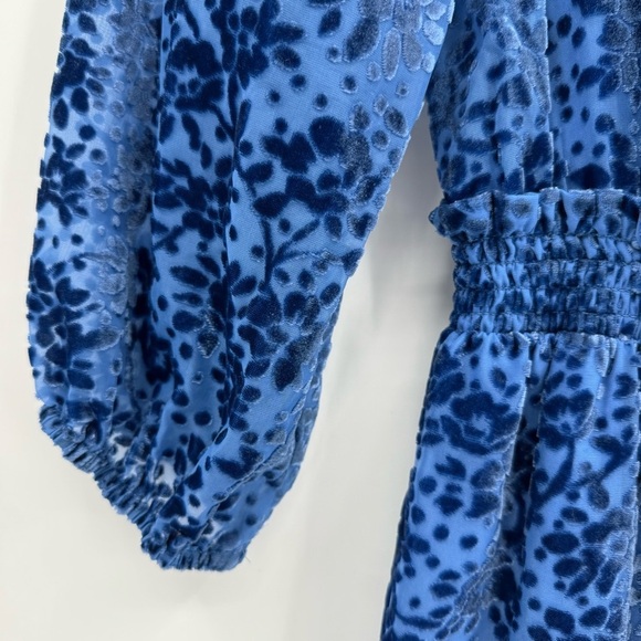Shoshanna Sasha Mini Dress in Velvet Burnout Lapis Blue Floral Size 12 - Picture 13 of 16